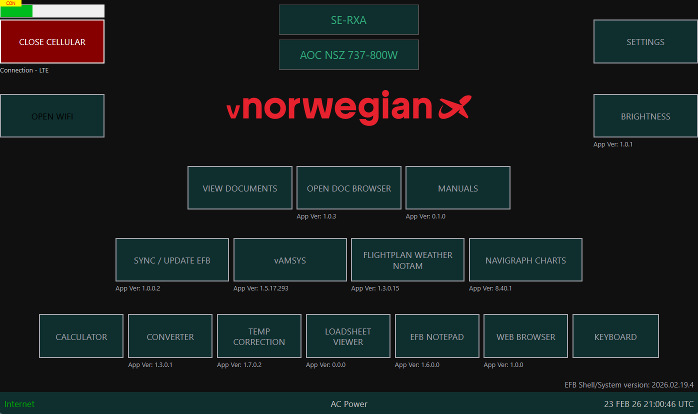 vNorwegian EFB Electronic Flight Bag